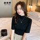 涵依婷純色半高領(lǐng)中袖t恤女新款內(nèi)搭修身五分袖修身上衣 黑色 L