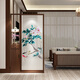 聚沁源客廳玄關(guān)隔斷柜新中式實(shí)木門(mén)廳走廊新款轉角入門(mén)一體復古屏風(fēng) 胡桃木+刺繡120x210x20cm