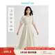 茵曼（INMAN）【商場(chǎng)同款】萊賽爾亞麻連衣裙2025夏女裝新品色織格提花裙子 杏色 M