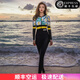 魅依爾 連體潛水服女長袖全身保守游泳衣長褲款大碼沖浪浮潛服水母衣 黃葉 XL
