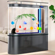 靚寵底濾屏風(fēng)隔斷子彈頭魚(yú)缸水族箱客廳家用中大型玻璃入戶(hù)門(mén)玄關(guān)金魚(yú) 深灰 （底濾+液晶顯示屏+大禮包） 長(cháng)100cm寬40cm高160cm