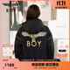 BOY LONDON【黑金隼】秋季男女同款外套短款老鷹logo可拆帽寬松棉服N29006 黑色 XS