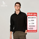 哈吉斯（HAZZYS）男裝翻領(lǐng)上衣休閑通勤純色長(cháng)袖ABTZE0BCF01 黑色BK 185/104A52