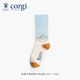 CORGI英國可愛(ài)圖案柯基女士款輕棉簡(jiǎn)約百搭英倫中筒女襪 冬季印象 1雙 35-39
