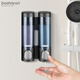 博莎朗（bosharon）雙頭皂液器壁掛免打孔洗手液盒廚房洗潔精瓶家用洗發(fā)沐浴露按壓器 B-6302黑色（免打孔）