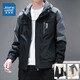 真維斯外套男士休閑秋冬新款潮流潮牌工裝沖鋒夾克大碼加絨加厚衣服男裝 2117黑灰色 2XL (建議140-155斤）