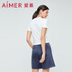 愛慕（Aimer）短袖T恤女士純棉春秋季純色簡(jiǎn)約可外穿輕薄柔軟彈力慕 沙白色1H0 S 160