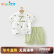 優(yōu)奇男寶寶漢服短袖短褲夏季套裝兒童新中式民族風(fēng)兩件套一歲抓周禮服