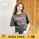 森馬（Semir）短袖t恤女中長(zhǎng)款萌寵花上衣25夏透氣吸濕寬松套頭衫109325100005
