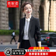 普妮姿職業(yè)裝女裝套裝黑色小西裝外套女春秋修身小個子大學生面試工作服 單件黑色西裝 L 【建議：100-109斤】