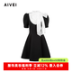 AIVEI欣賀艾薇2025春季甜美淑女宮廷千金蝴蝶結(jié)連衣裙S712202A 黑色 M