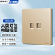 國際電工六類(lèi)千兆網(wǎng)絡(luò )插座面板雙位電話(huà)電視超五類(lèi)電腦水晶頭網(wǎng)口插座網(wǎng)線(xiàn) 雙電腦【六類(lèi)】金色