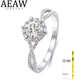 AEAW Jewelry豪華顯大18K金鑲D色人工培育鉆石戒指人造鉆石戒指送女朋友禮物 主鉆IGI 60分/D/VS1/3EX/N