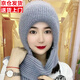 野外尋梅毛線(xiàn)帽子女圍巾一體加厚風(fēng)雪帽秋冬新款松鼠絨毛線(xiàn)編織女學(xué)生保暖 一體風(fēng)雪帽-灰 均碼