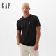 Gap【成毅代言】男女裝2025純棉logo口袋常規短袖T恤基礎款857901 黑色 M 美碼 L亞洲碼180/96A