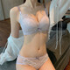 雯梵欣內(nèi)衣女小胸聚攏調(diào)整型收副乳胸罩無鋼圈平胸專用性感蕾絲文胸套裝 輕煙紫（套裝） 75B /34B
