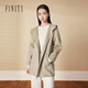 菲妮迪（FINITY）【羊絨】FINITY菲妮迪連帽毛呢外套冬季新款雙面呢保暖大衣女 灰綠色 M