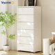 也雅（Yeya）日式簡(jiǎn)易收納柜 抽屜式儲物柜子五斗衣柜床頭柜寶寶零食置物柜 時(shí)尚簡(jiǎn)約 6層