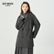 深呼吸DEEP BREATH女裝翻領(lǐng)雙排扣羊毛呢子大衣女（附腰帶）A401321 深灰 XS (1)