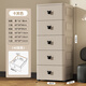 納份愛(ài)加厚收納柜抽屜式五斗柜家用客廳置物柜多層零食儲物柜臥室床頭柜 40面寬-卡其-黑米奇 五層【99%人推薦規格】德邦送貨上門(mén)