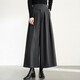 尚都比拉冬季時(shí)尚通勤斜紋磨毛小眾高腰雙側口袋裙褲 炭灰色 S 