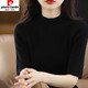 皮爾卡丹半高領(lǐng)五分袖針織衫女毛打底衫套頭內搭半袖T恤百搭外穿薄上衣 黑色【半高領(lǐng)】 M