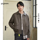 gxg.jeans男裝2025年春季黑色翻領(lǐng)PU皮帥氣機車(chē)夾克外套 咖色 XL (180)