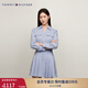 TOMMY HILFIGER春夏女裝時(shí)尚商務(wù)氣質(zhì)休閑通勤條紋收腰顯瘦寬松襯衫連衣裙 藍白條紋0BI S (34)