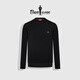 比音勒芬【觸感功能面料】春秋款男士時(shí)尚上衣日常休閑簡(jiǎn)約圓領(lǐng)長(cháng)袖T恤男 07黑色 M （100）
