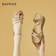 達(dá)芙妮（DAPHNE）涼鞋女羅馬風(fēng)一字帶坡跟夏季新款仙女風(fēng)配裙子沙灘鞋 杏色  跟高5cm 38 (240mm) 標(biāo)準(zhǔn)碼