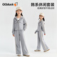 可可鴨（QQ DUCK）童裝兒童套裝女童外套褲子韓系學(xué)生運(yùn)動(dòng)衣服韓系休閑淺灰；150