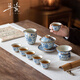 井瓷汝窯蓋碗茶具套裝青花瓷中式禮盒輕奢功夫茶杯陶瓷2024新款 蔚藍青花-蓋碗套裝 9件