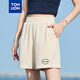 唐獅24夏季新款女寬松休閑繡花小標運動(dòng)短褲 米白 S