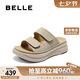 百麗質(zhì)感勃肯鞋女25夏新商場(chǎng)同款外穿拖鞋D9J1DBT5 杏色 37