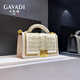 卡梵蒂 GAVADI小香風(fēng)喜馬拉雅鱷魚皮紋女包鏈條鎖扣小方包腋下斜挎手提包辣媽包 白色
