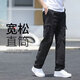 工裝褲男款夏季寬松直筒休閑褲戶外運(yùn)動職業(yè)工作服耐磨防風(fēng)長褲子 黑色 XL 【115-130斤】