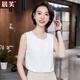 晨芙白色雪紡T恤小吊帶背心女打底衫馬甲外穿V領(lǐng)無(wú)袖緞面大尺碼小背心夏坎肩職業(yè)裝內搭網(wǎng)紅款上衣遮肚子 白色圓領(lǐng)背心 2XL碼（建議120-130斤）