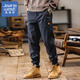 真維斯（Jeanswest）2025新款美式工裝褲子男春季潮牌寬松大碼男士加絨休閑束腳褲男褲 黑色 L