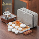 榜盛戶(hù)外茶具套裝功夫茶具車(chē)載野外露營(yíng)裝備旅行便攜包帶燒水壺泡茶 水墨遠山茶具套裝(側把壺)