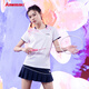 川崎（KAWASAKI）川崎羽毛球服女羽毛球服套裝女速干專(zhuān)業(yè)運動(dòng)短袖套裝羽毛球裙T恤 【繁花似錦套裝】霜白色+鳶尾藍 L