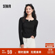 森馬（Semir）[商場同款]長袖T恤女短款緊身顯瘦2025春木耳邊上衣101125101009