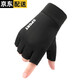 蒙斯朗瑞麂皮絨手套男冬季保暖半指手套加絨學(xué)生戶(hù)外防寒開(kāi)車(chē)騎車(chē)露指防滑 黑色 均碼