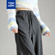 唐獅女休閑褲秋冬新款高腰垂感德絨休閑褲WP 深灰 L