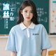 琴琴家教育培訓機構定制工作服短袖學(xué)校老師校慶夏季翻領(lǐng)拉鏈t恤團體服 【升級迪膚棉面料】天空藍 XL