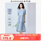 佐丹奴棉麻連衣裙女夏季亞麻文藝風(fēng)圓領(lǐng)泡泡袖蛋糕裙05465323