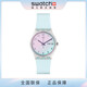 斯沃琪Swatch斯沃琪瑞士手表活力冰藍指針式防水石英女表小表盤(pán) 無(wú)盡天藍GE713