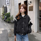 伊琦蕾（YIQILEI）綠色短款外套春秋女2025新款青春減齡時(shí)尚百搭寬松休閑小個(gè)子夾克 黑色 L 【126斤-140斤】