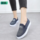 于系老北京布鞋女鞋牛仔帆布鞋學(xué)生牛筋底時(shí)尚休閑百搭一腳蹬厚底單鞋 深藍 37
