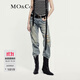 MO&Co.【NOIR系列】牛仔褲春夏手磨破洞懷舊棉質(zhì)低腰 牛仔淺藍色 M 27