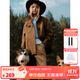ELLE KIDS童裝 復(fù)古工裝休閑外套女童秋季新款巴恩風(fēng)牛角扣上衣 咖色 150